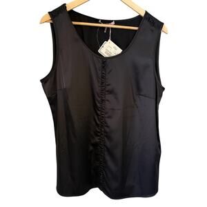 NWT Basler Germany Black Satin Polyester ruffle Tank Top Size 14